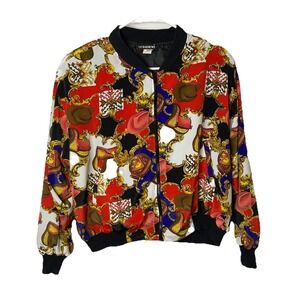 Notations 90's Western bomber jacket colorful baroque western print M Petite